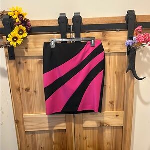 Worthington Asymmetrical Skirt in Fuchsia and Black